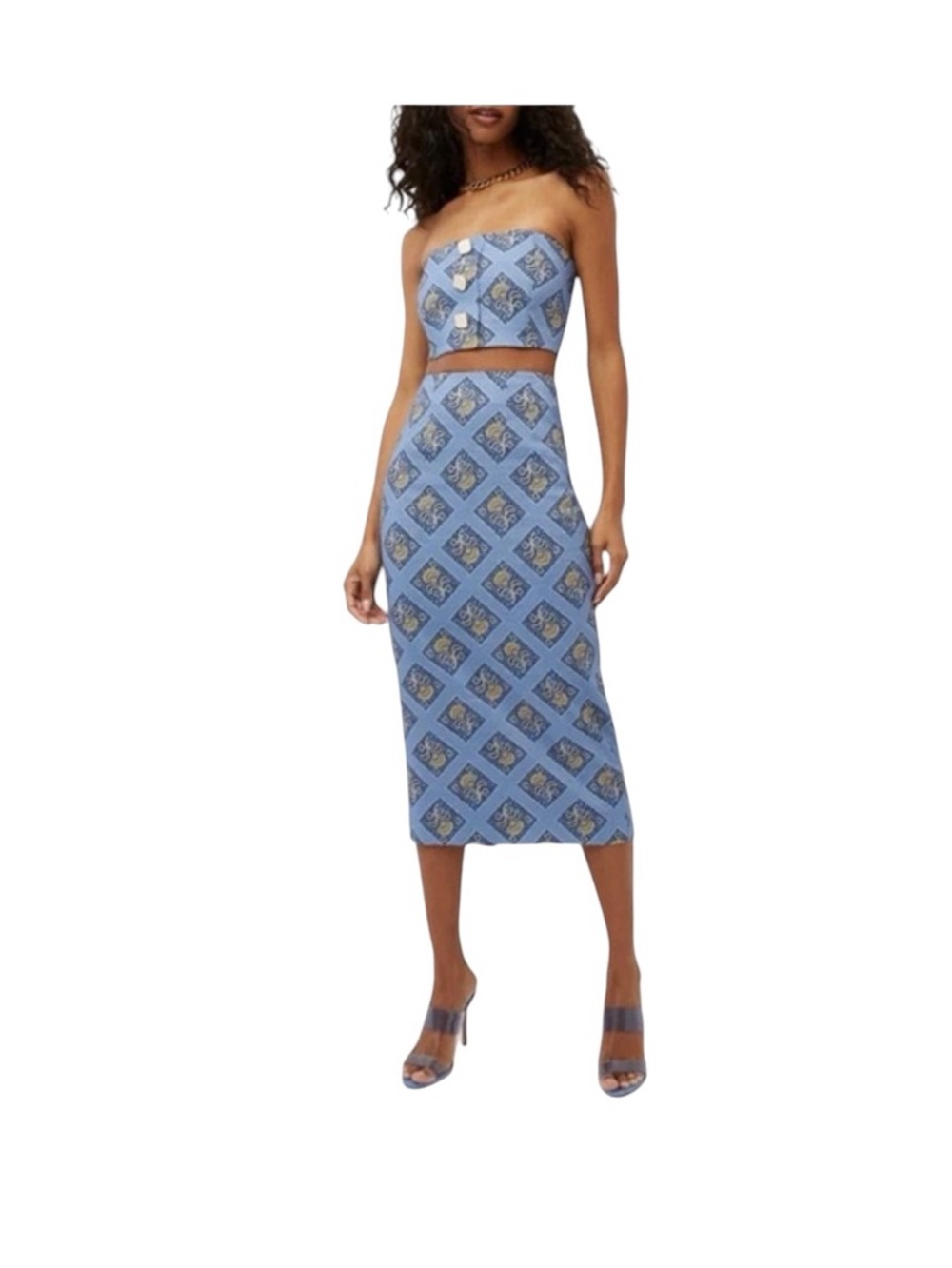 NWOT Veronica Beard Light Blue Ziene Linen Top &‎ Troye Skirt Set, Size 6
